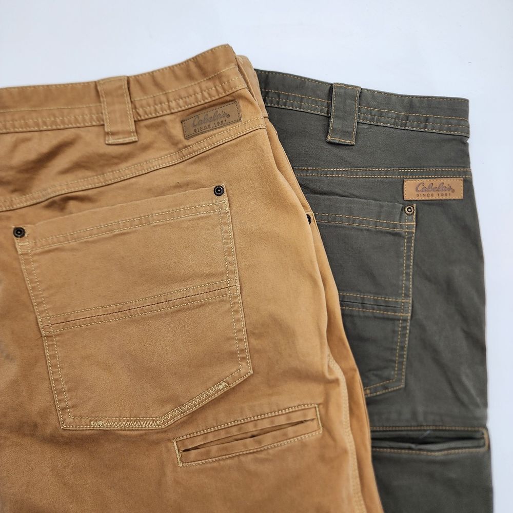 2 X Cabelas Casuals Pants Mid-Weight Ultimate Outdoor 41/28 Brown Olive Workwear